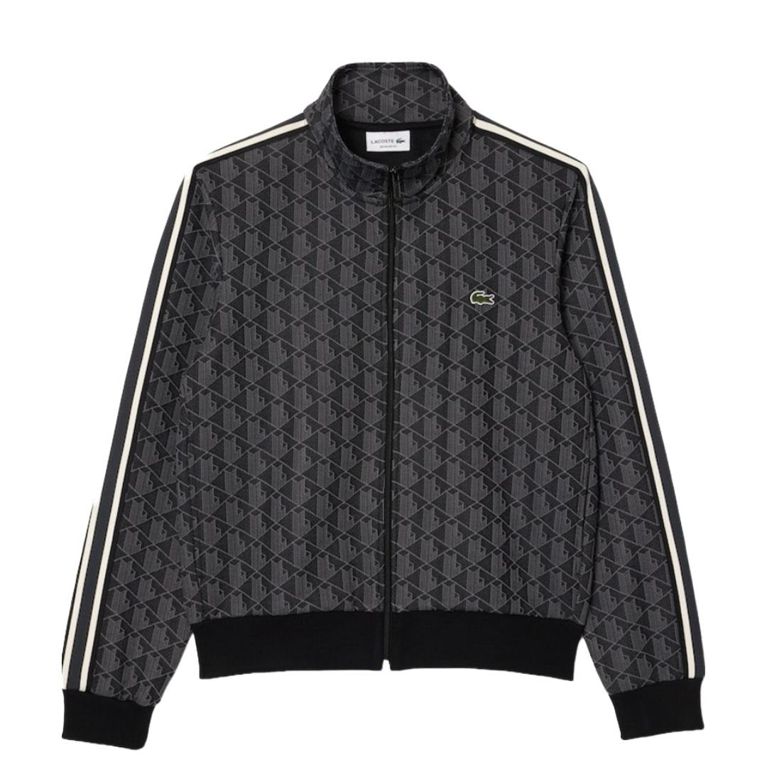 Lacoste Jacquard Monogram Tracksuit In Black