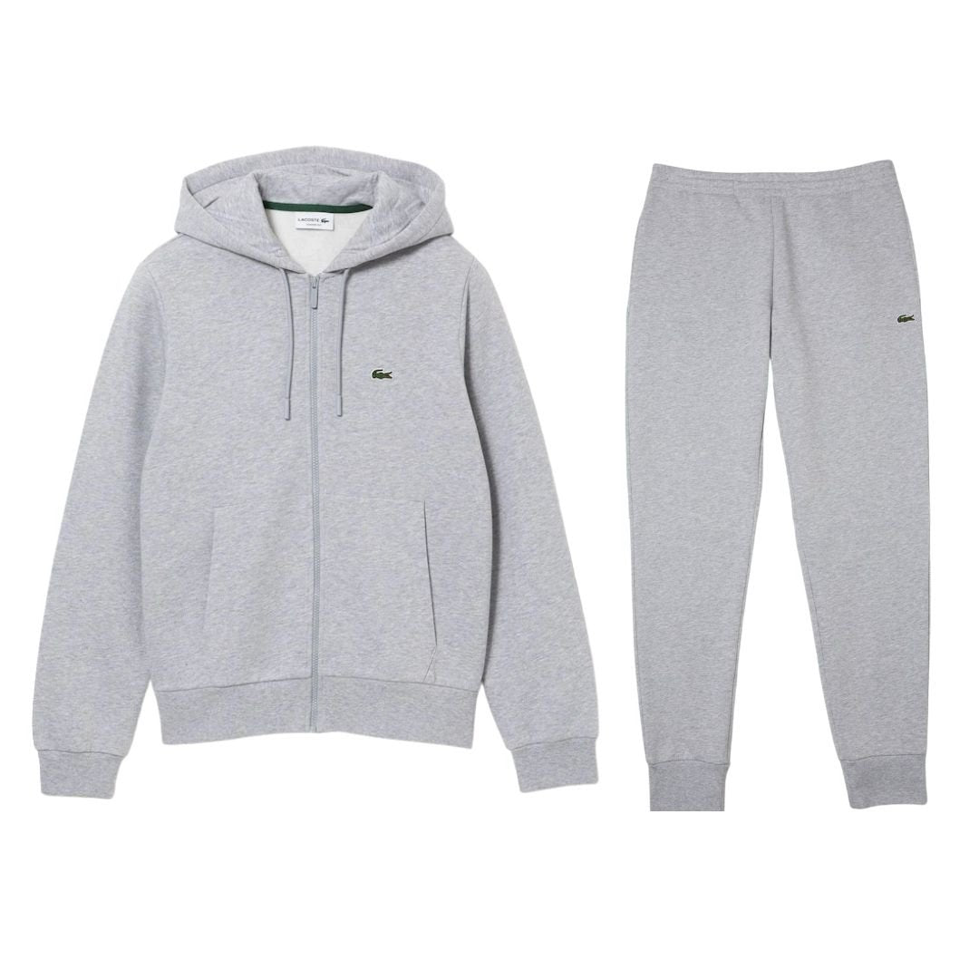 Lacoste Zip Hoodie Tracksuit In Grey