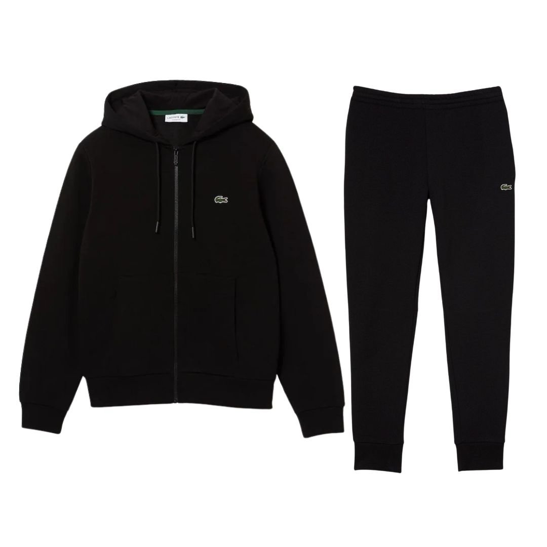 Lacoste Zip Hoodie Tracksuit In Black