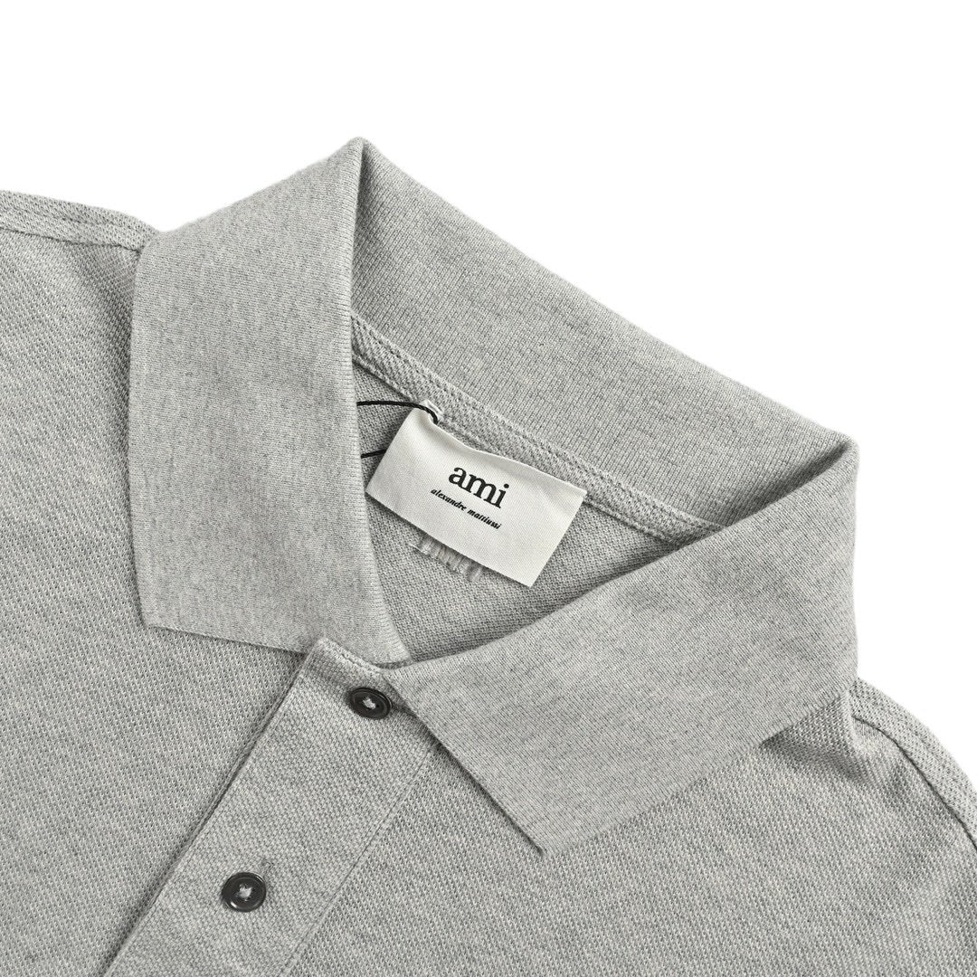 Ami Paris Polo Shirt In Grey