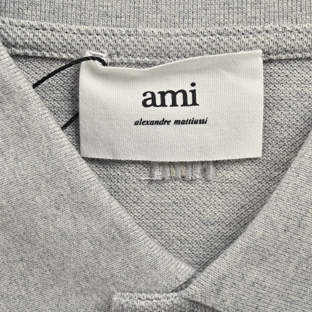 Ami Paris Polo Shirt In Grey