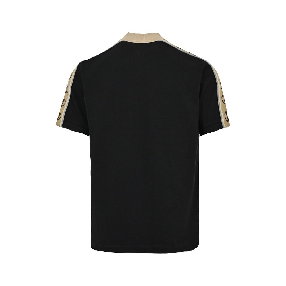 Gucci Taped Black Cotton Polo Shirt