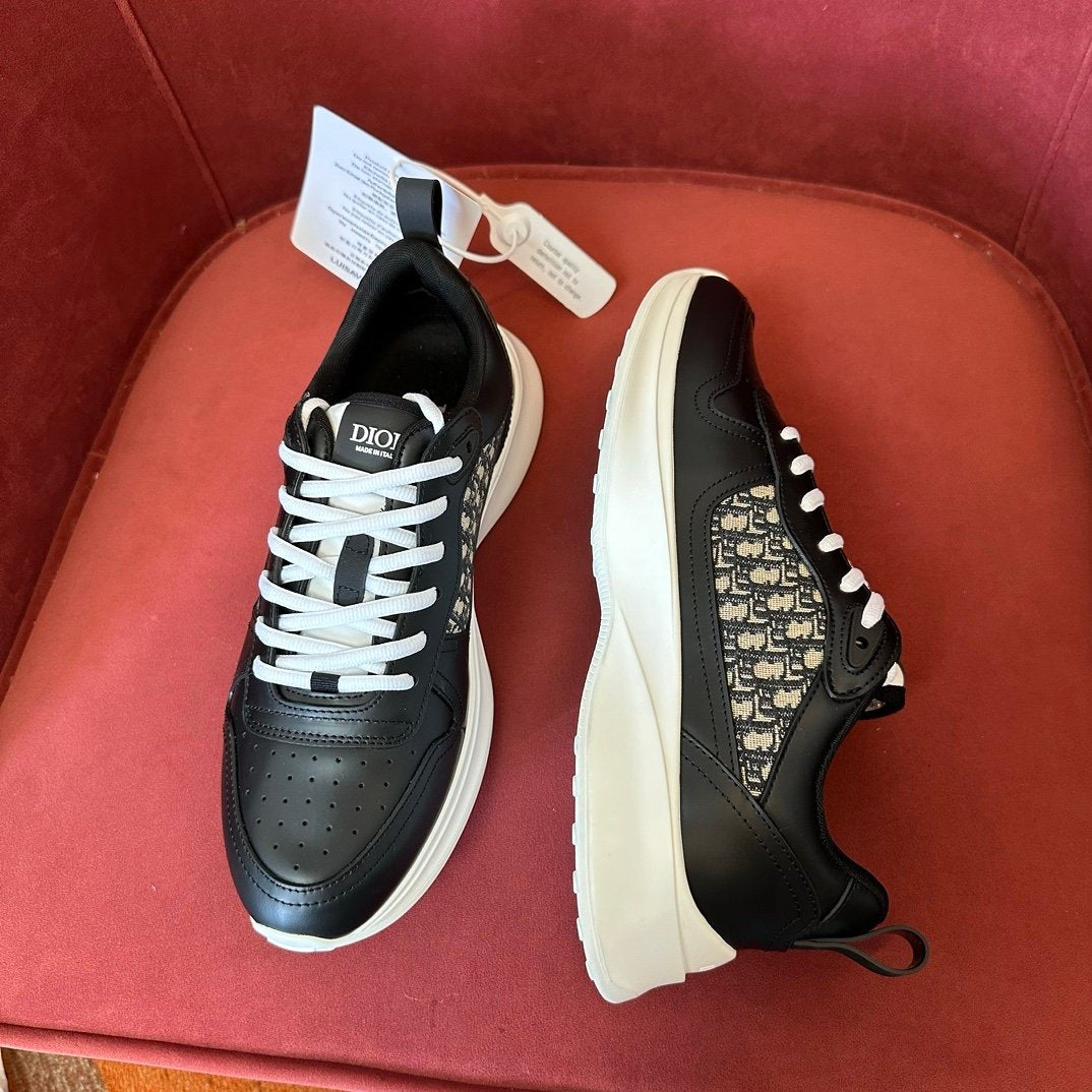 Dior B25 Oblique Black Leather White