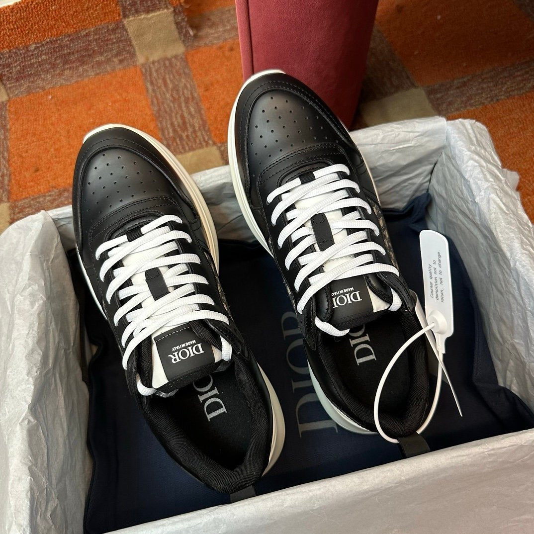 Dior B25 Oblique Black Leather White