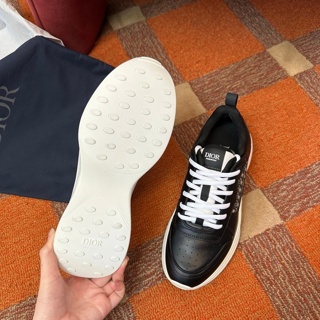 Dior B25 Oblique Black Leather White