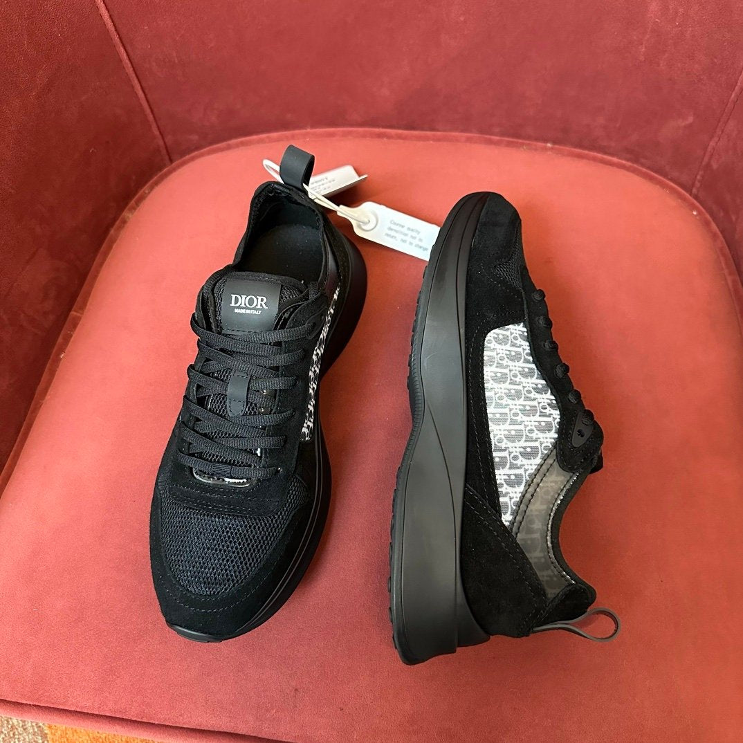 Dior B25 Suede Black on Black White