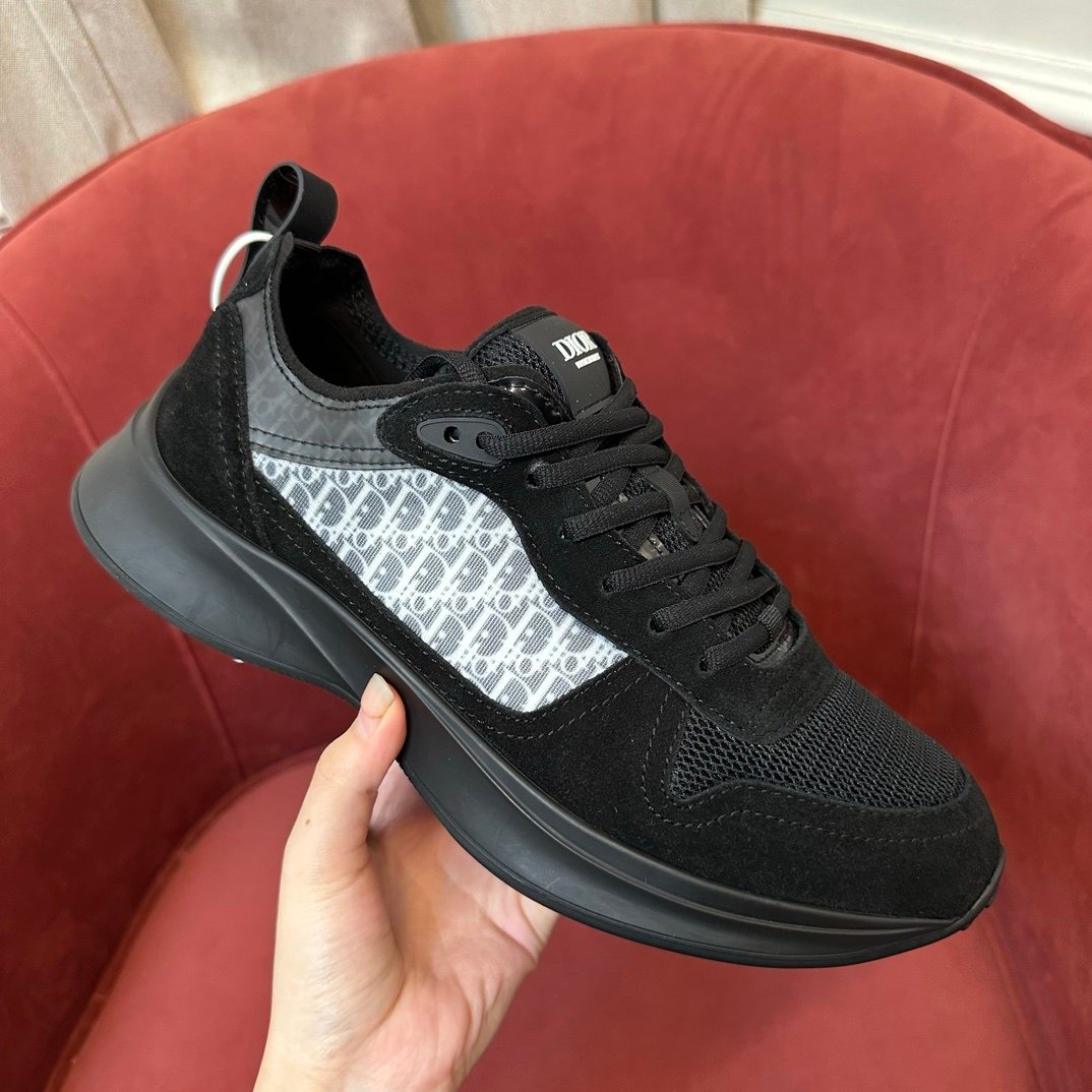 Dior B25 Suede Black on Black White