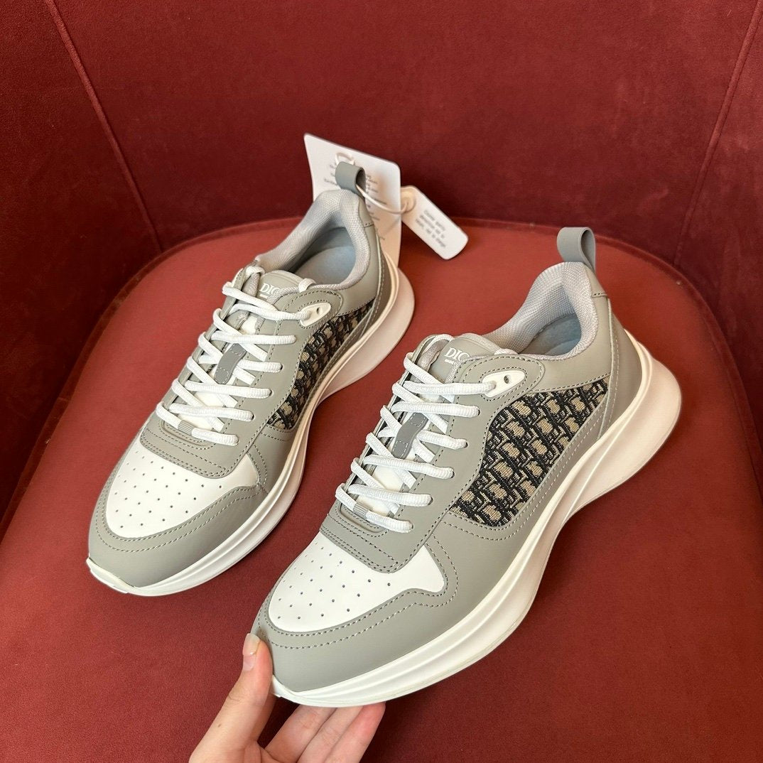 Dior B25 Oblique Grey Leather White