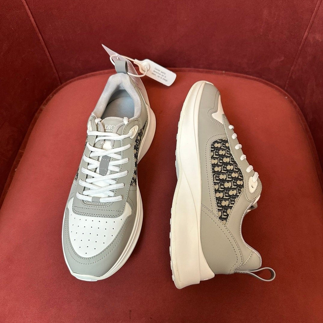 Dior B25 Oblique Grey Leather White