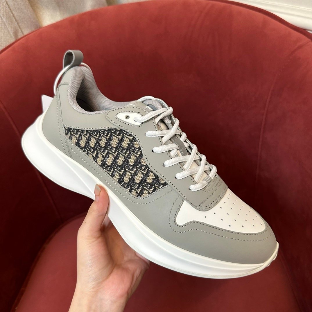 Dior B25 Oblique Grey Leather White