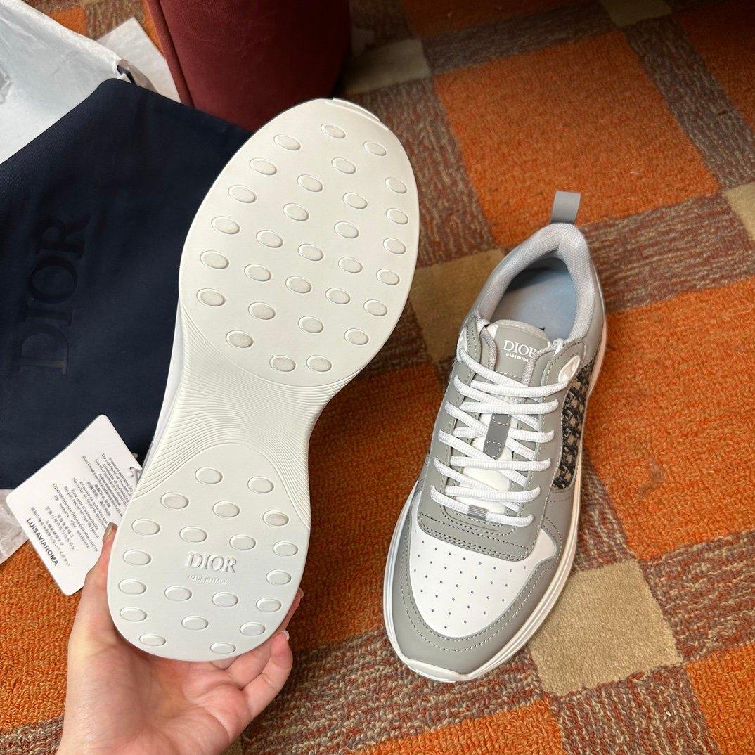 Dior B25 Oblique Grey Leather White