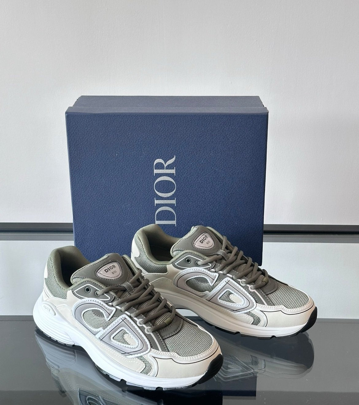 Dior B30 Reflective Olive Green White