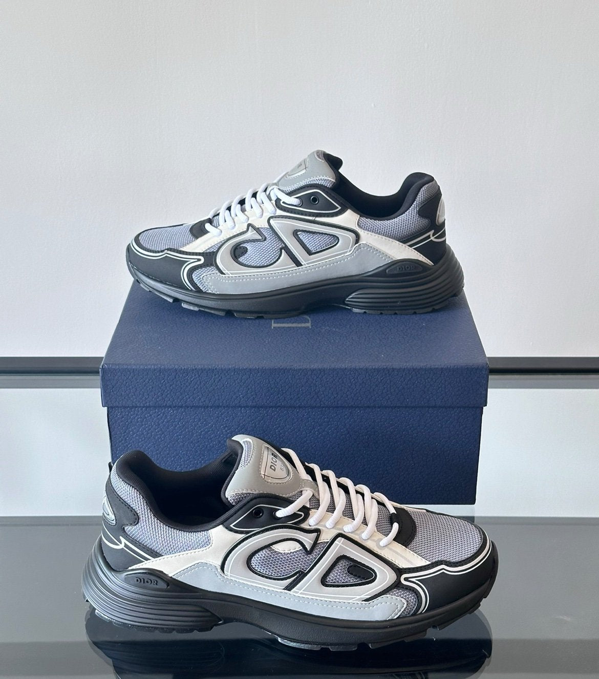 Dior B30 Reflective Dark Grey /Black Silver White