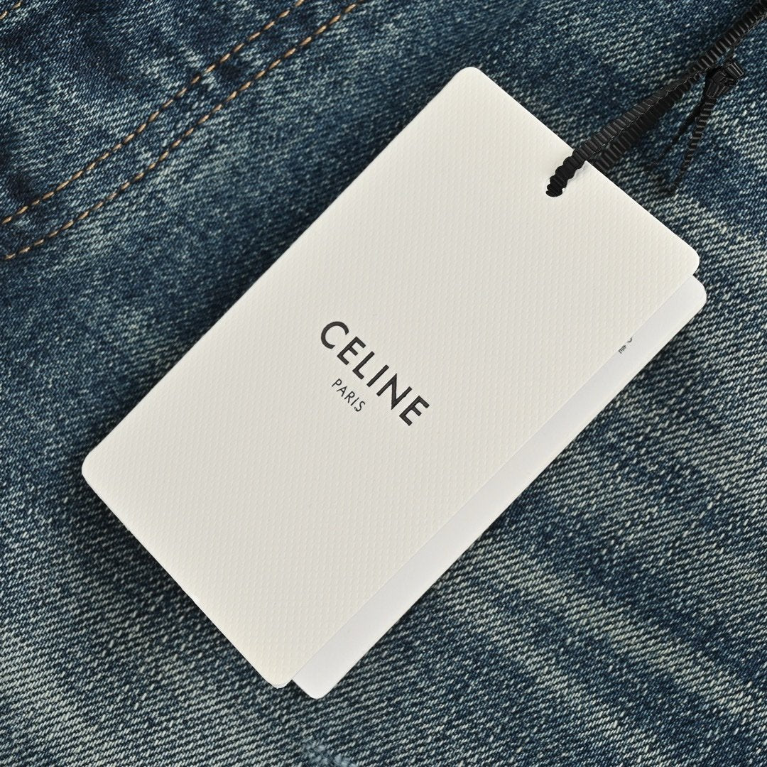 Celine Blue Washed Raw Hem Cotton
