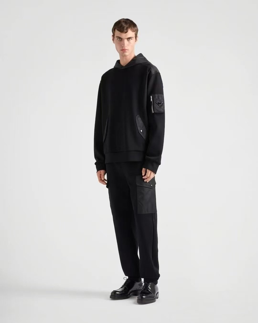Prada Black Cotton Fleece And Re-Nylon
