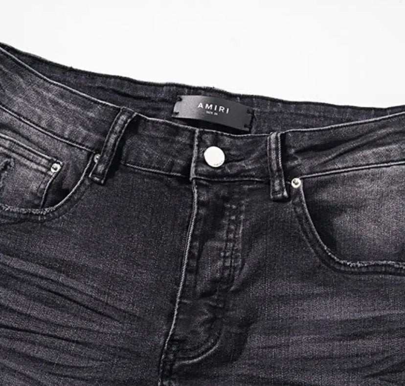 Amiri Grey Logo Jeans Black Slim Fit