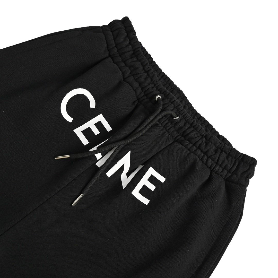 Celine Track Pante Black In Cotton Fleece