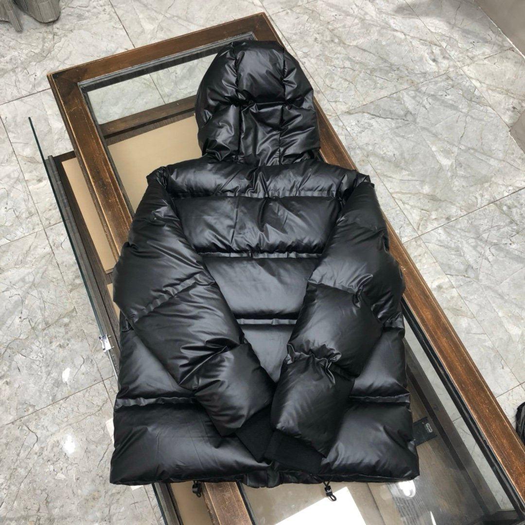 Prada Linea Rossa Re-Nylon Hooded Puffer Jacket Black