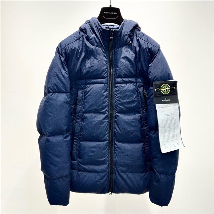 Stone Island Crinkle Reps Puffer Down Jacket Blue