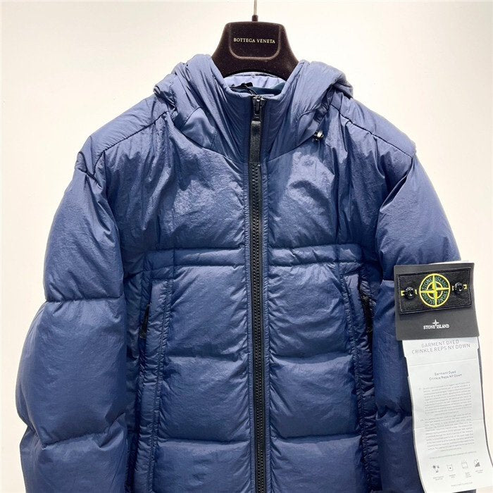 Stone Island Crinkle Reps Puffer Down Jacket Blue