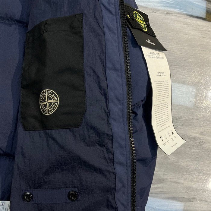 Stone Island Crinkle Reps Puffer Down Jacket Blue