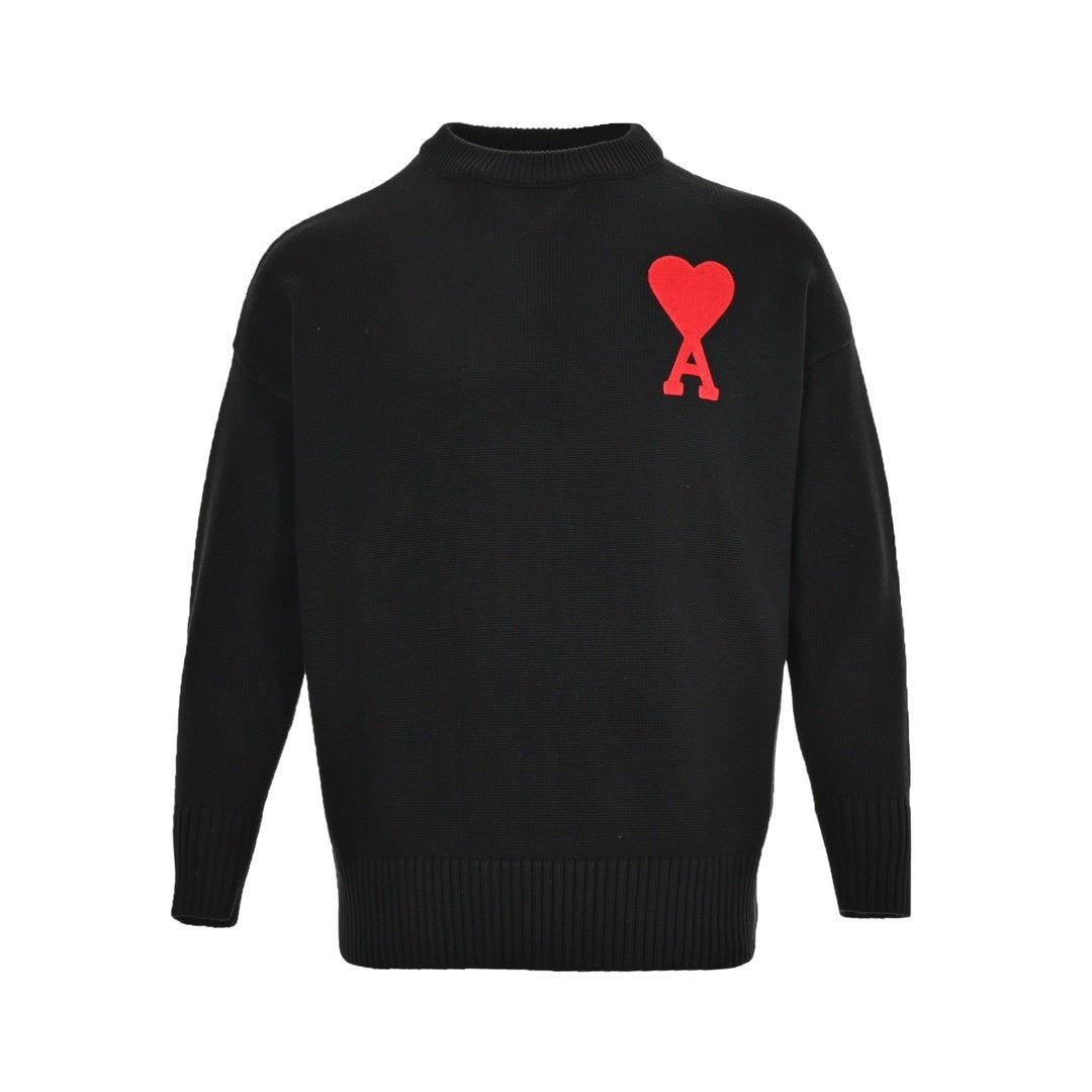 Ami Paris Virgin Wool Ami De Coeur Sweater Black