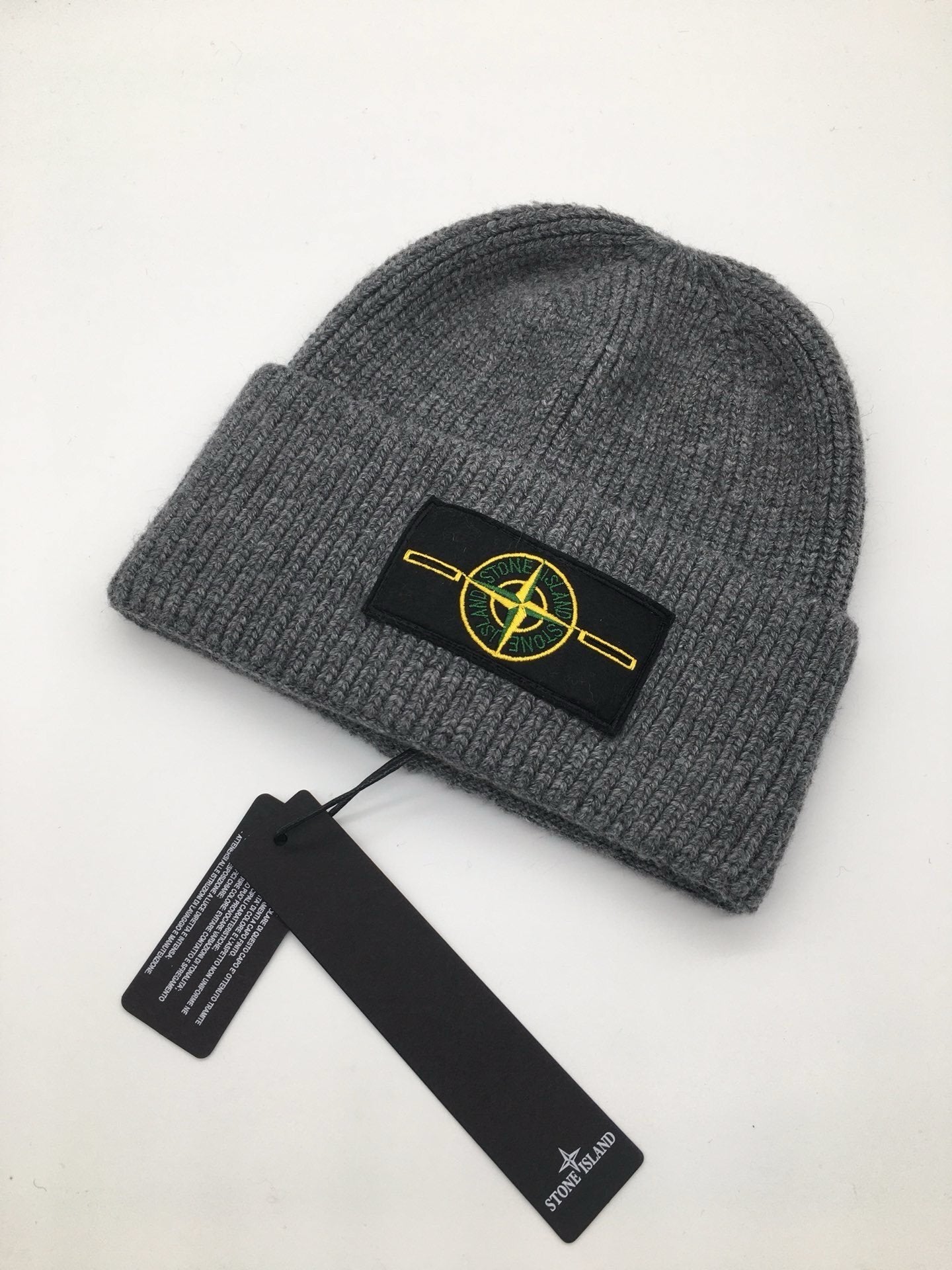 Stone Island Logo Patch Wool Beanie
