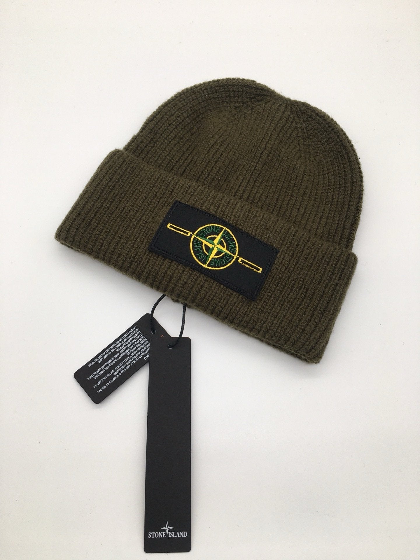 Stone Island Logo Patch Wool Beanie