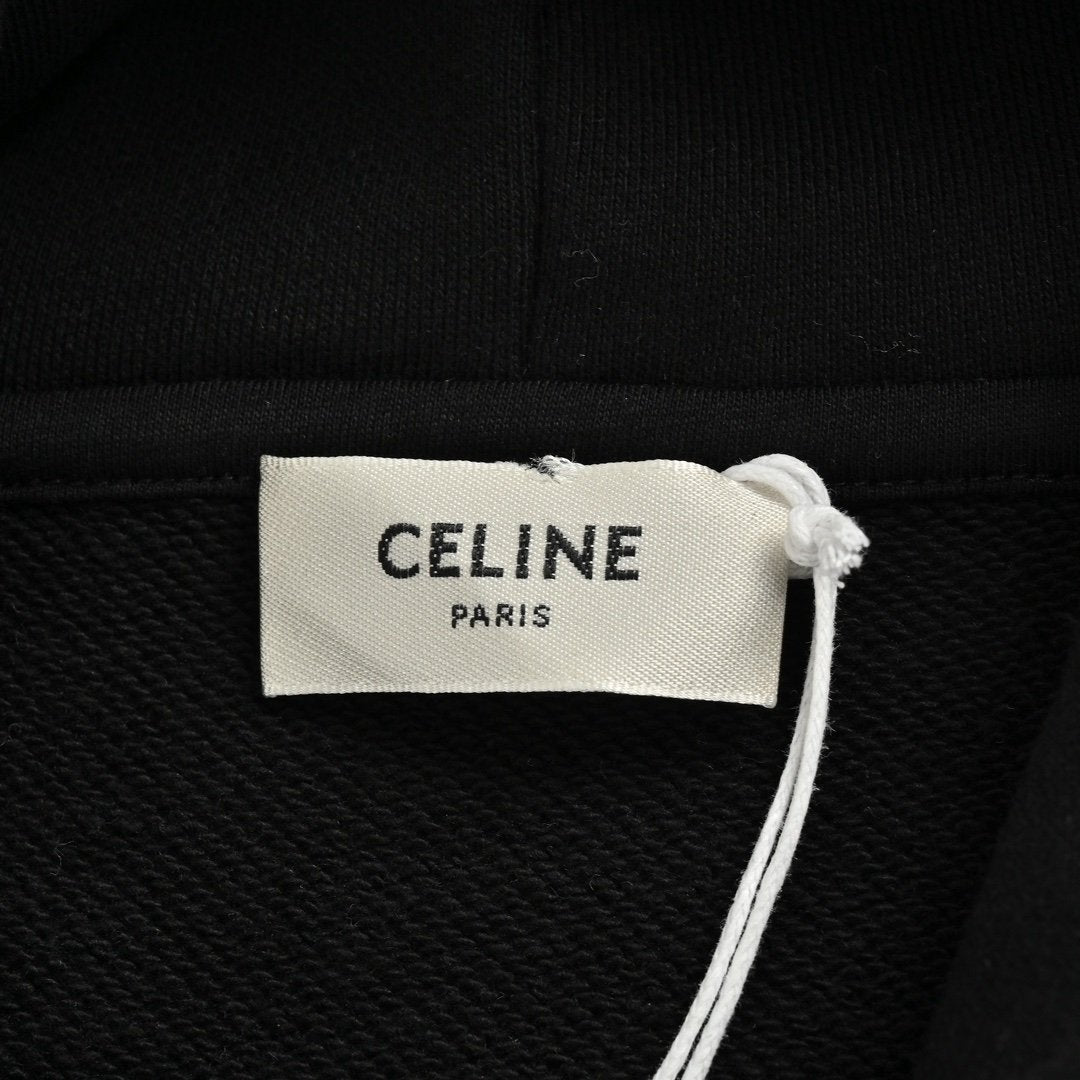 Celine Loose Hoodie In Cotton Fleece Black