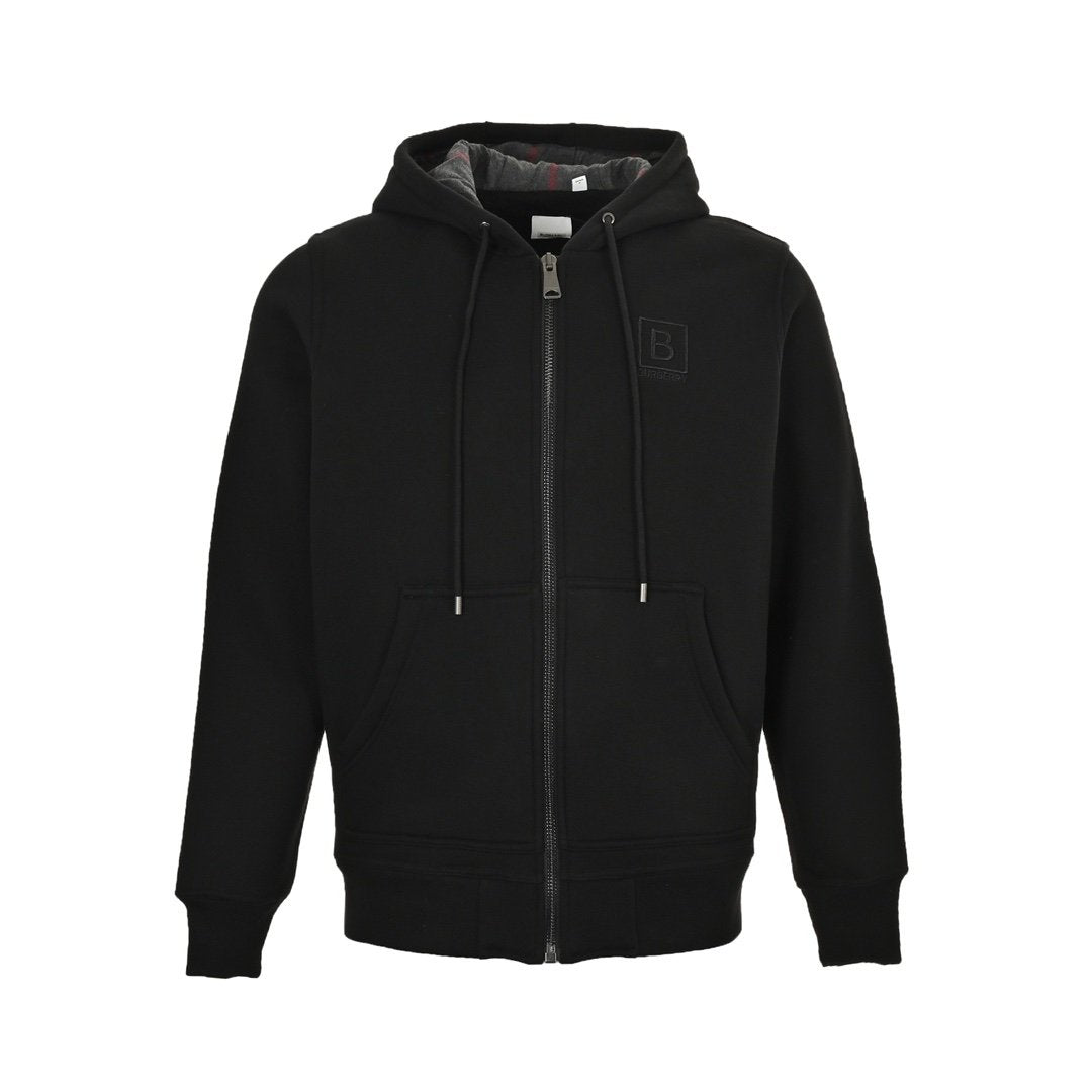 Burberry Letter Graphic Cotton Blend Zip Hoodie Black