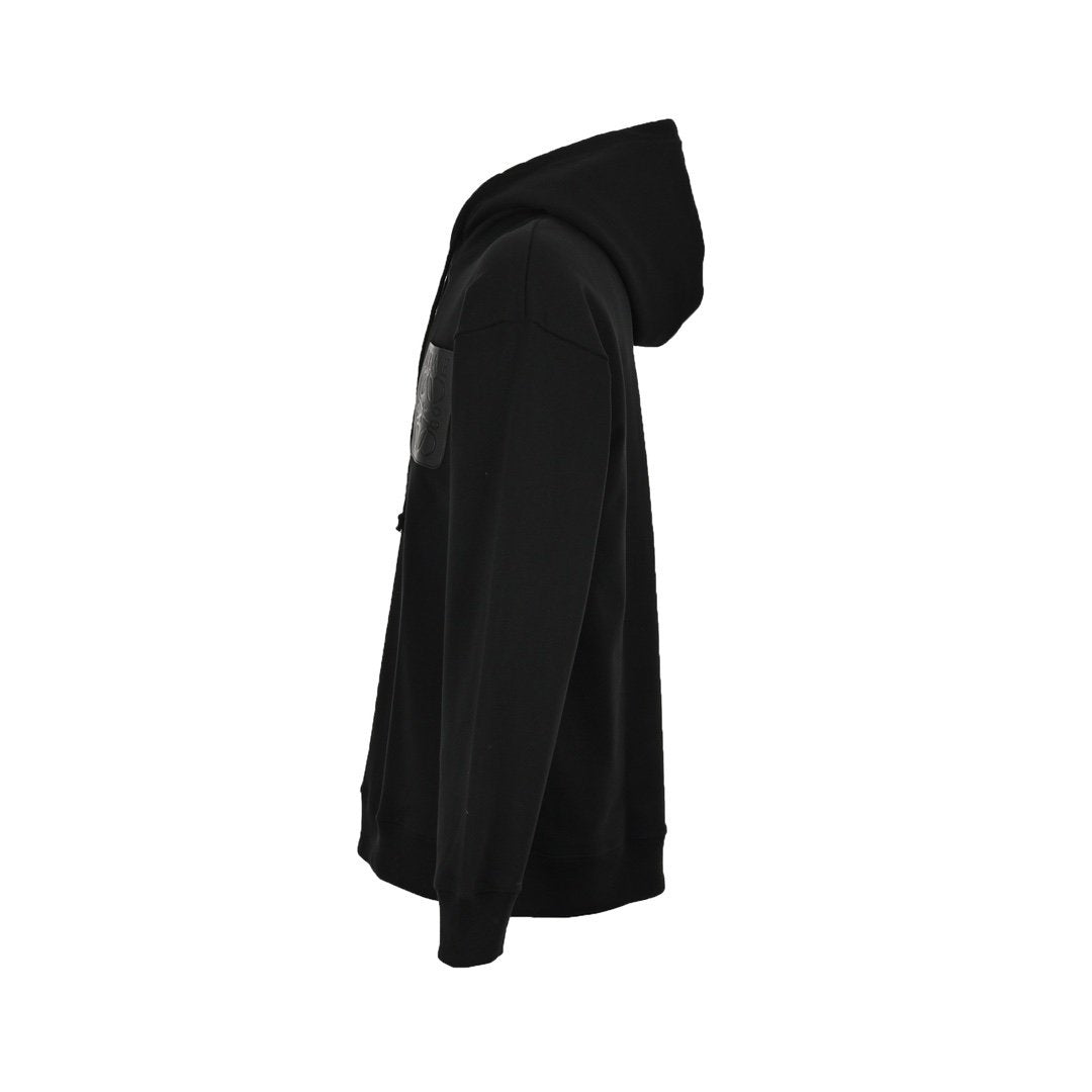 Loewe Anagram Leather Patch Cotton Hoodie Black