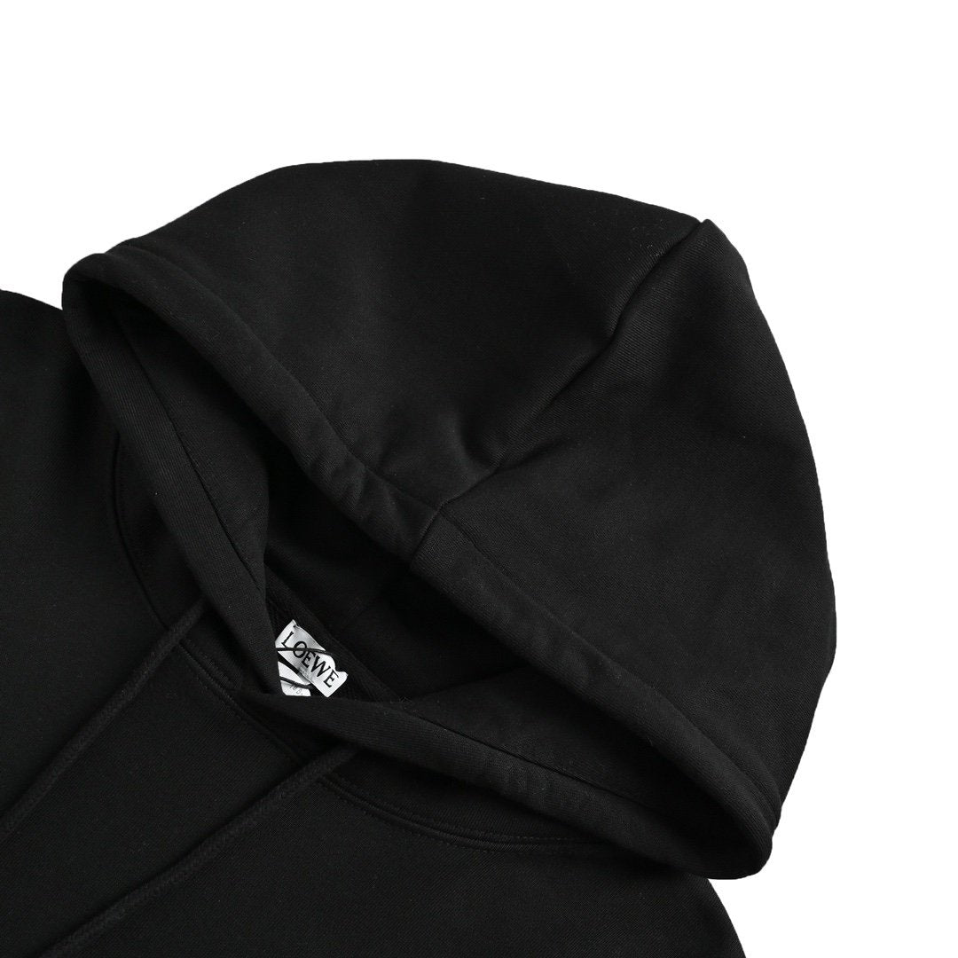 Loewe Anagram Leather Patch Cotton Hoodie Black