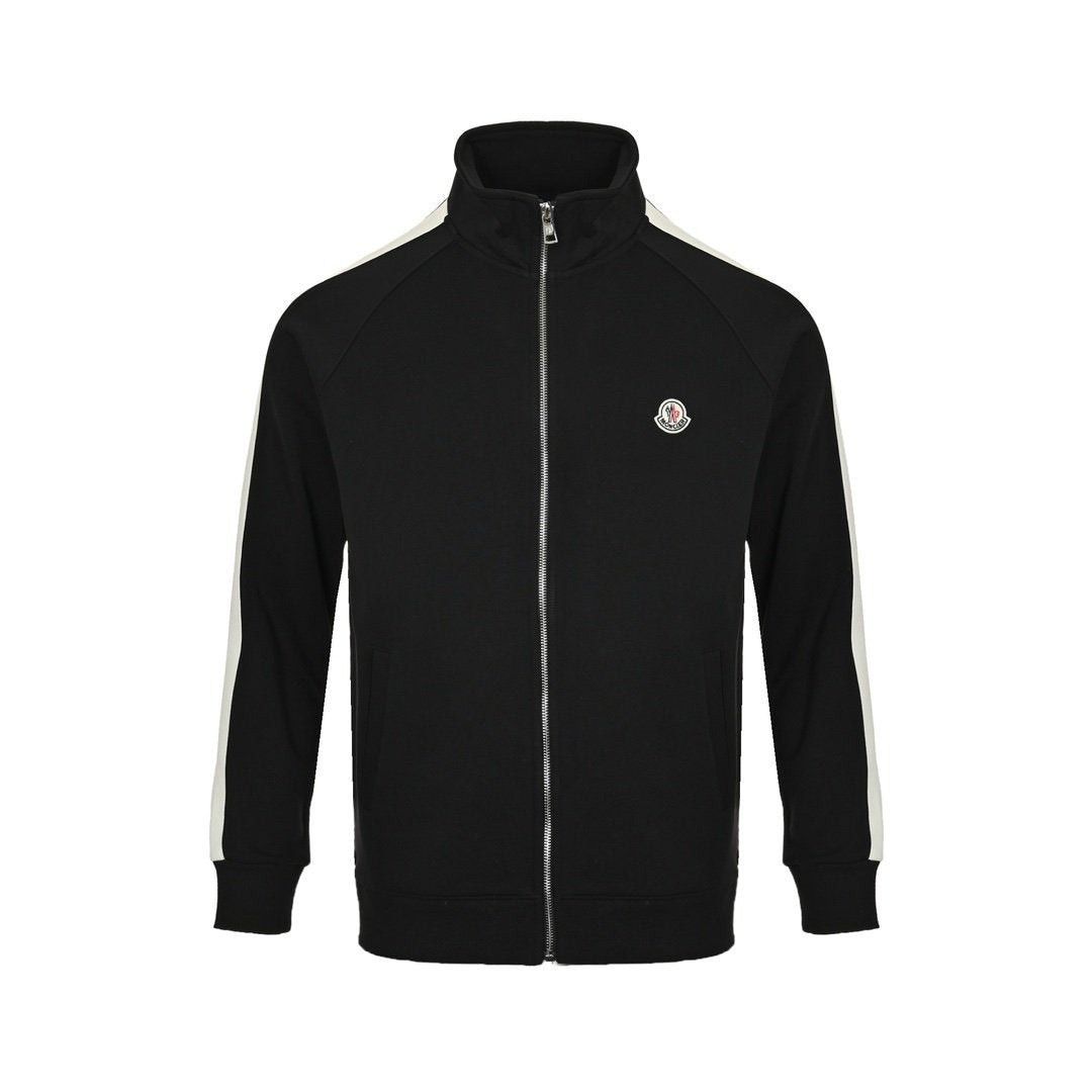 Moncler Zip Up Cardigan Black White Striped