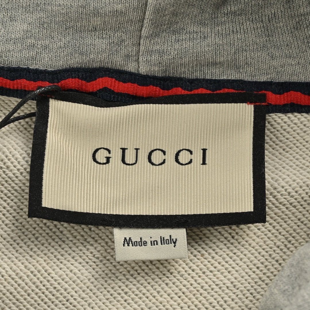 Gucci Cotton Jersey Hooded Sweatshirt Grey