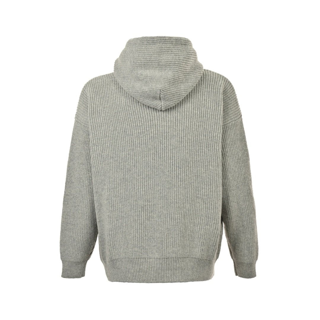 Celine Hooded Wool Hooded Sweater Grey Oversized