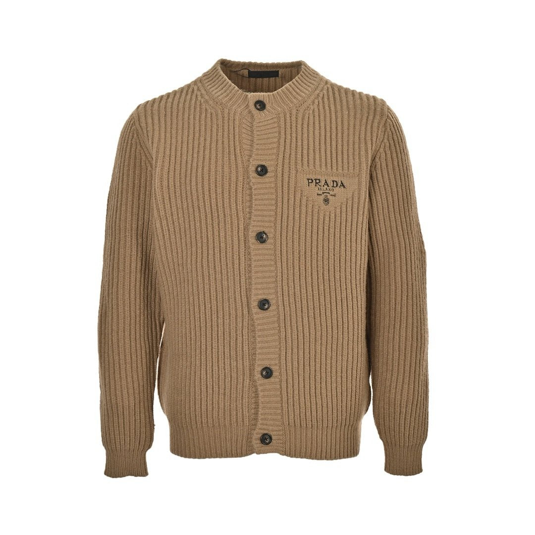 Prada Knitted Wool Cardigan Brown