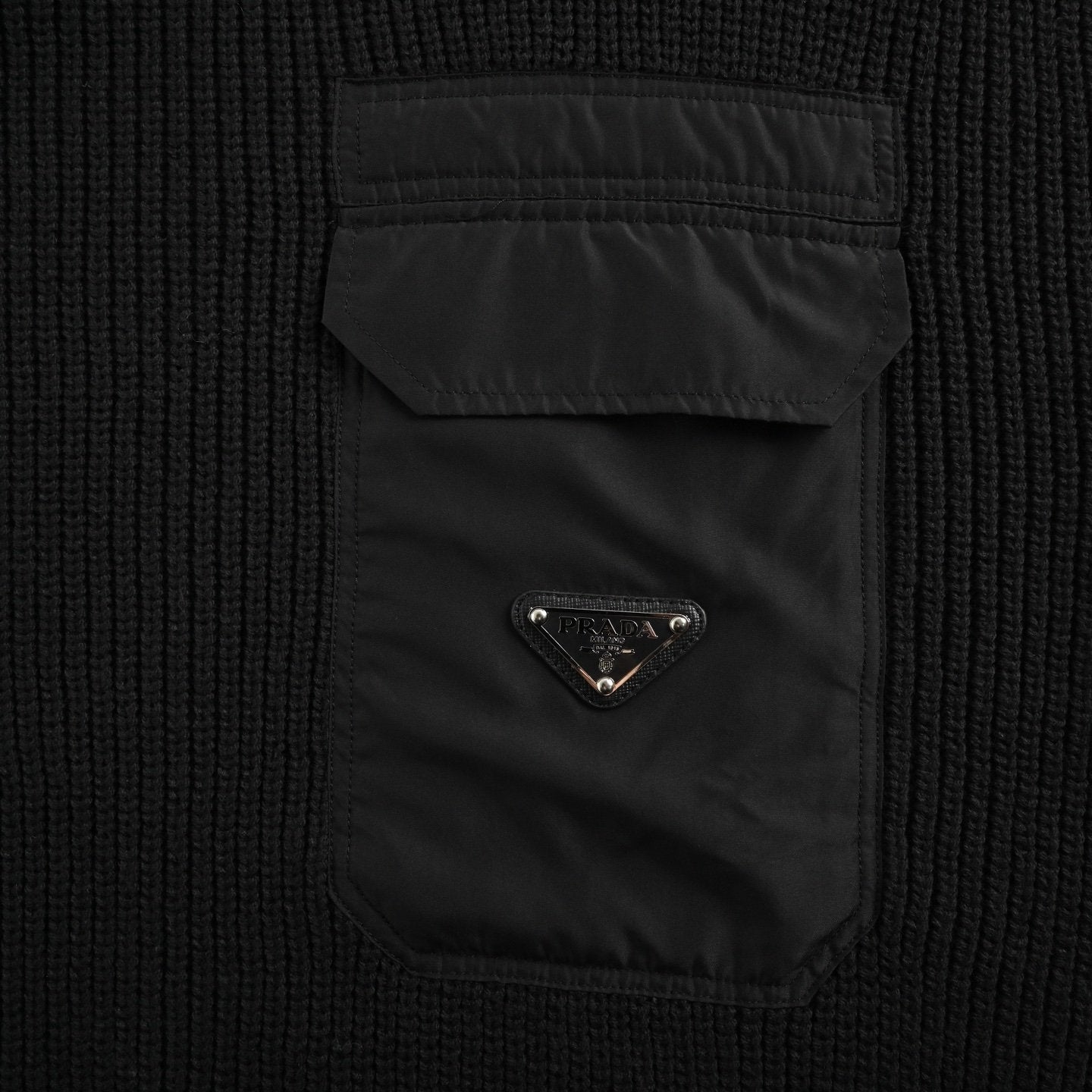 Prada Girocolla Patch-Detailed Knitted Sweater
