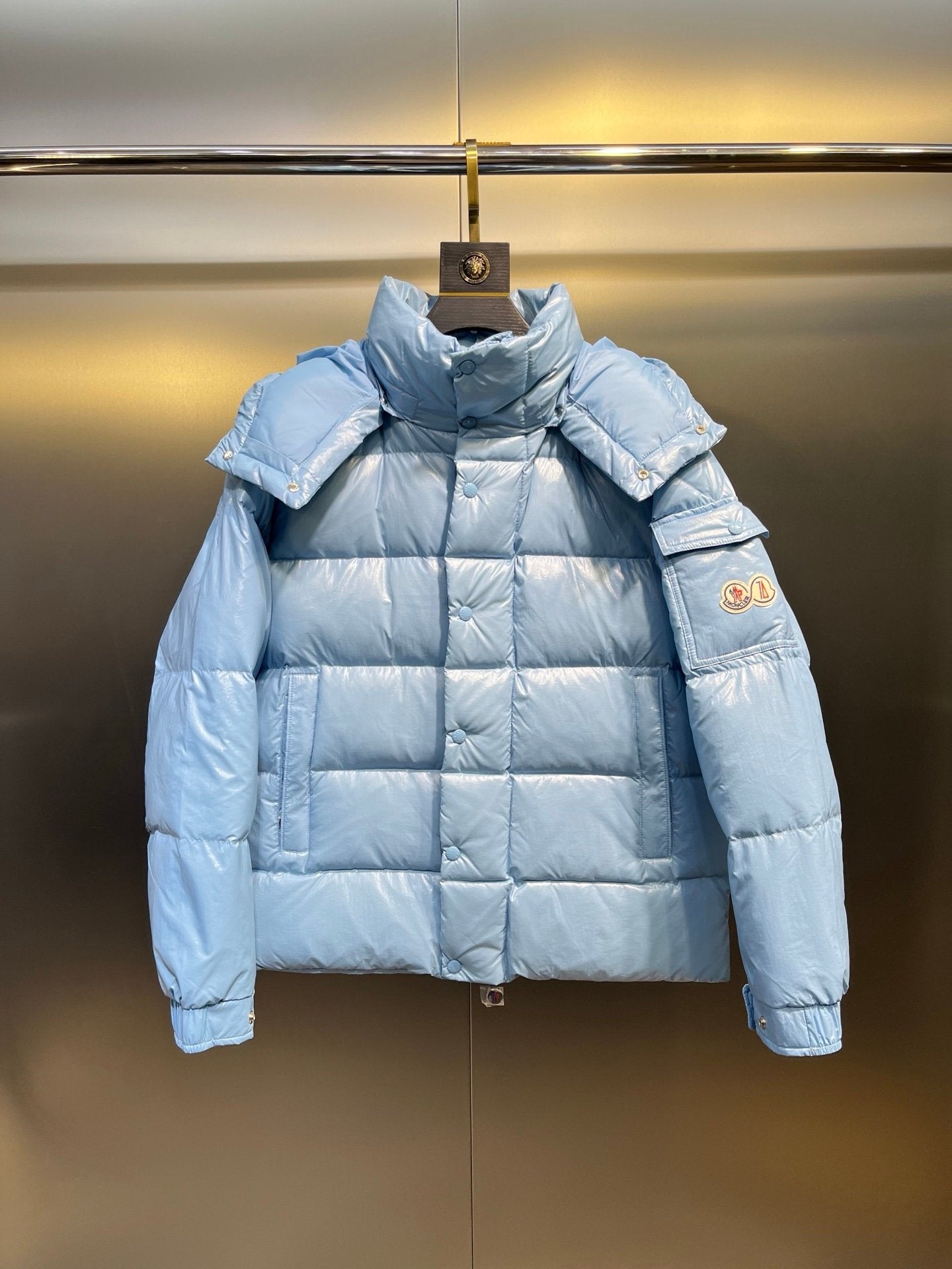 Moncler Maya 70 Hooded Down Jacket Sky Blue
