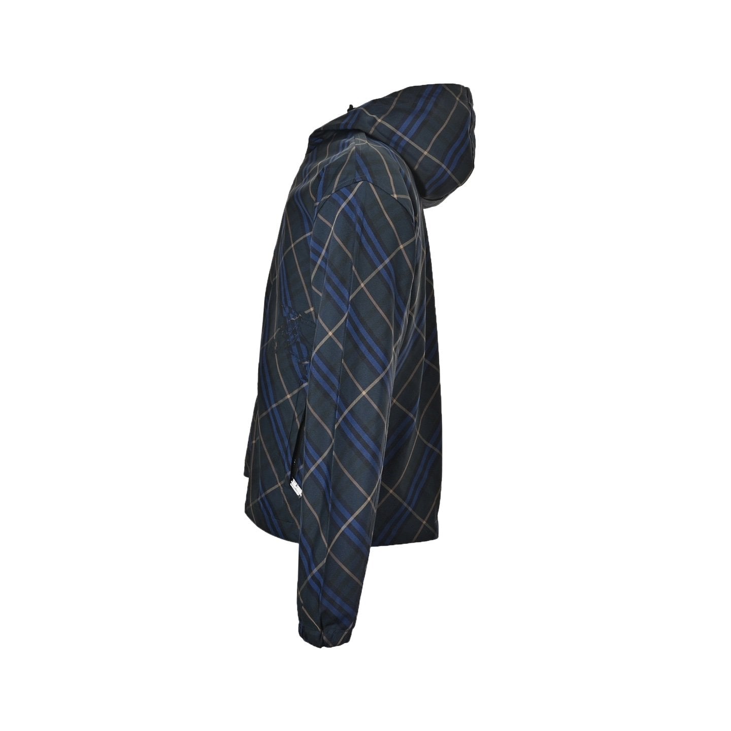 Burberry Checked Windbreaker In Blue