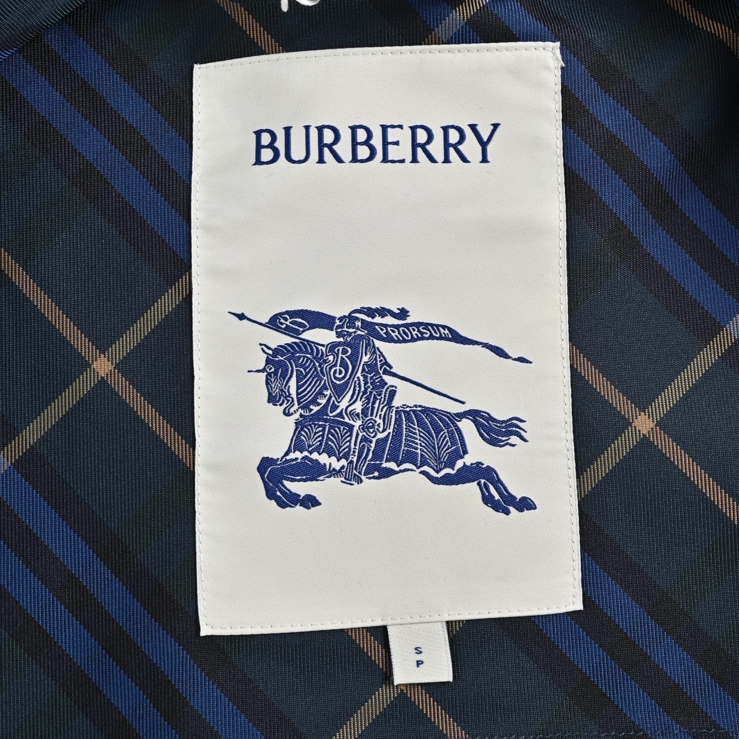 Burberry Checked Windbreaker In Blue