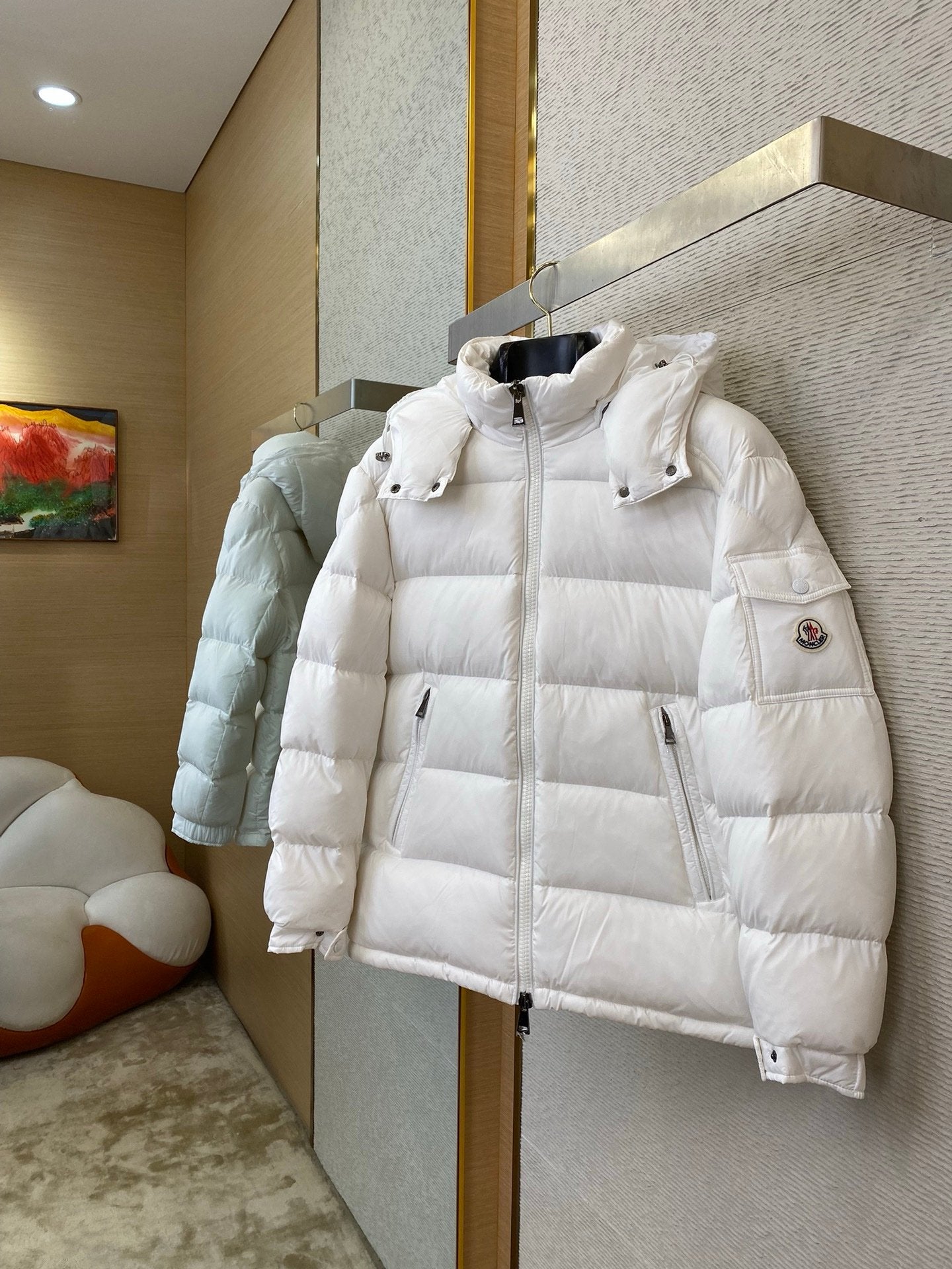 Moncler Maya  Hooded Down Jacket White