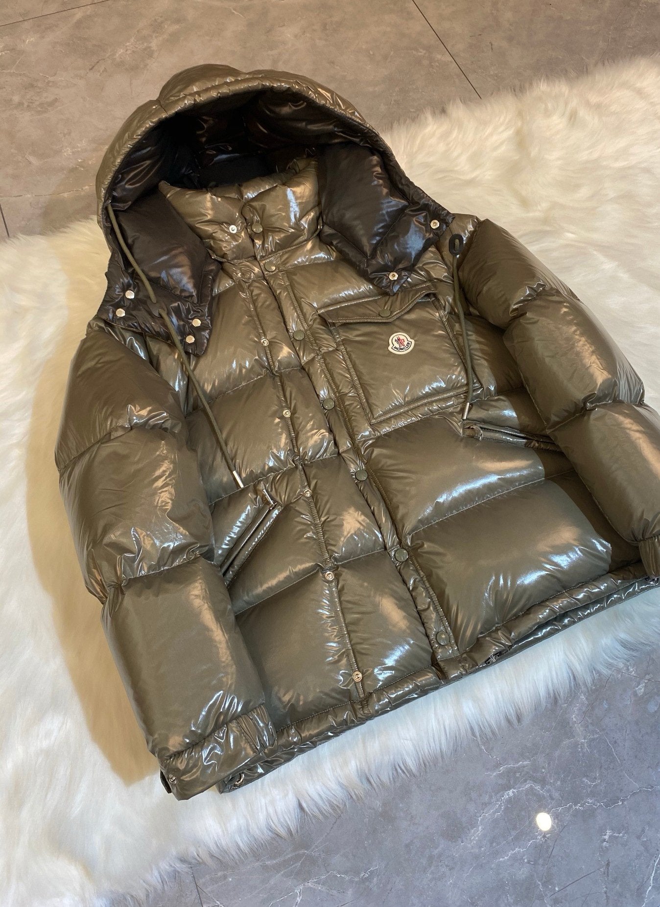 Moncler Karakorum Ripstop Hooded Down Jacket Khaki