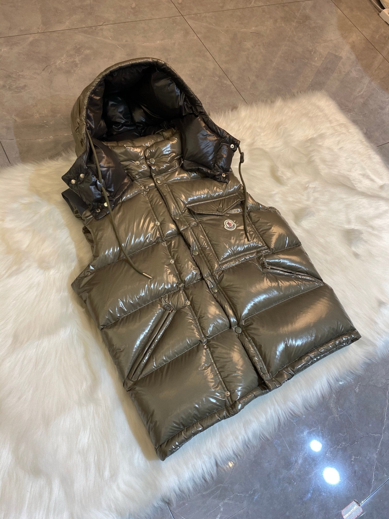 Moncler Karakorum Ripstop Hooded Down Jacket Khaki