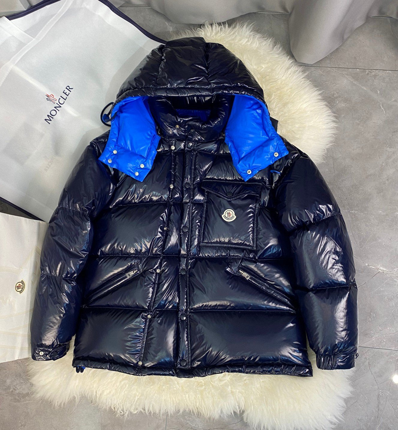 Moncler Karakorum Ripstop Hooded Down Jacket Navy Blue