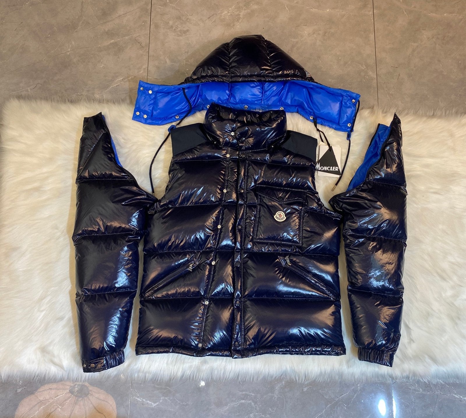 Moncler Karakorum Ripstop Hooded Down Jacket Navy Blue