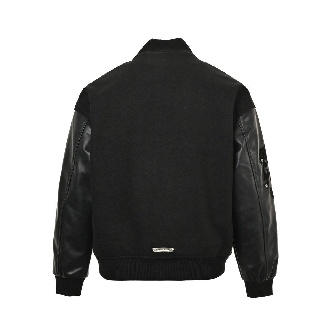 Chrome Hearts Letterman Varsity Cross Patch Jacket Black