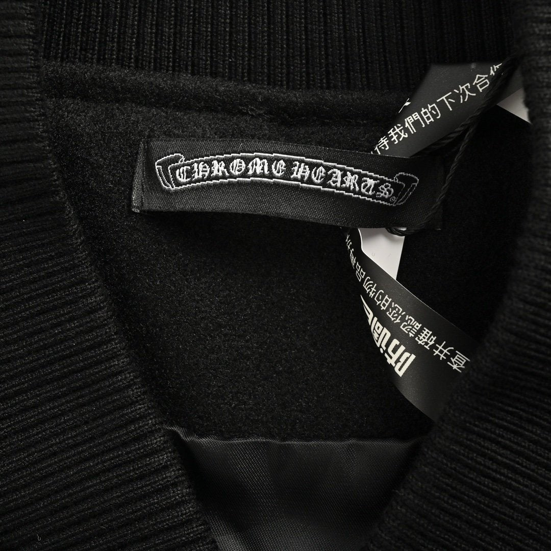 Chrome Hearts Letterman Varsity Cross Patch Jacket Black