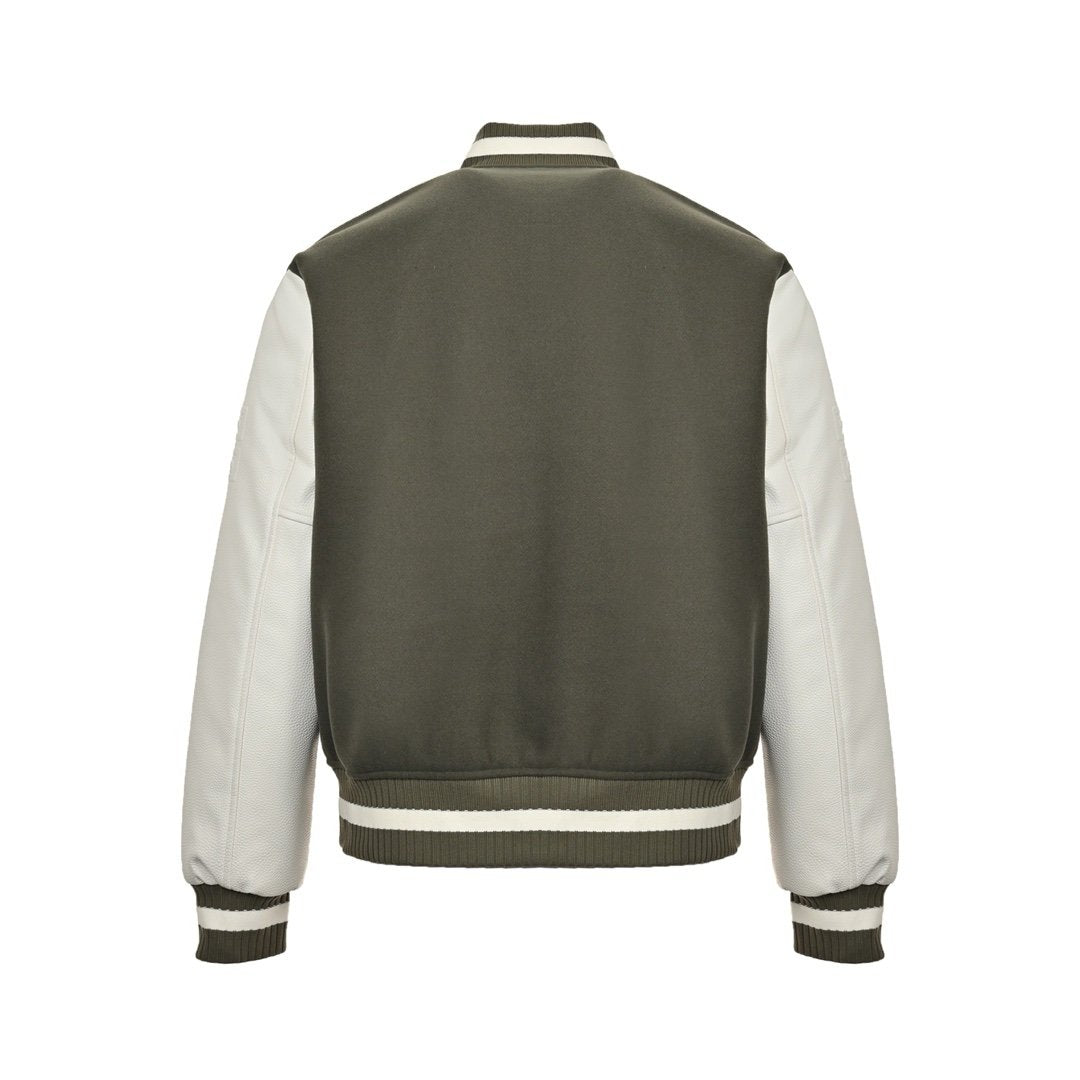Givenchy Logo Jacket Varsity Jack In White Green Leather