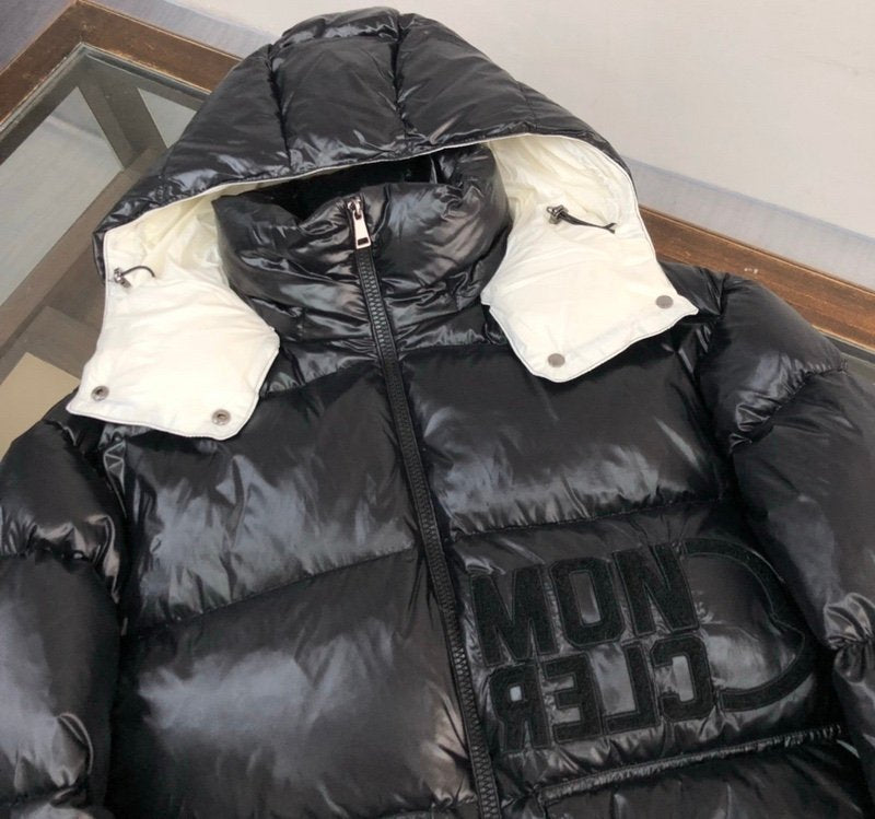 Moncler Black Abbaye Down Jacket Black/White