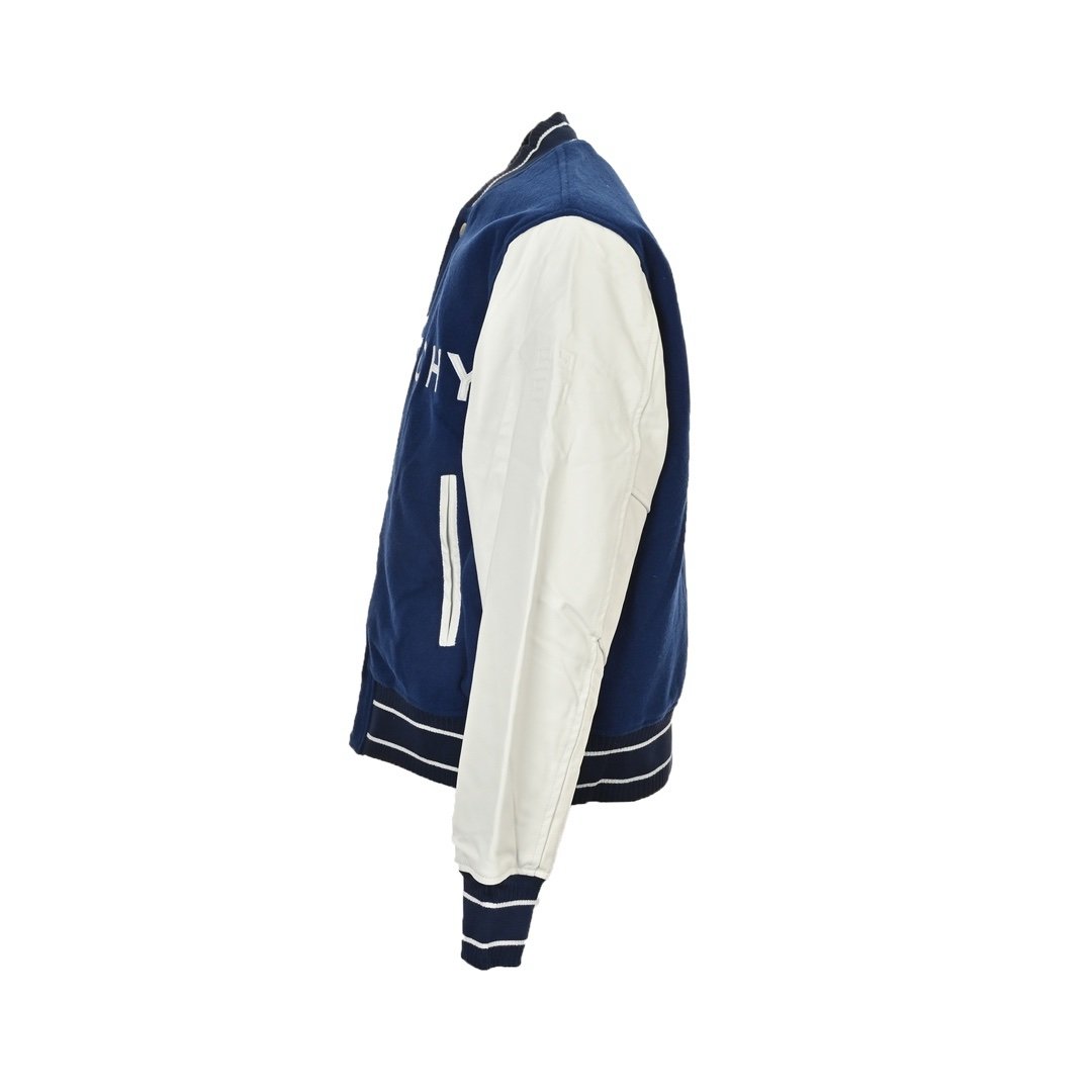 Givenchy Logo Jacket Varsity Jack In White Blue Leather